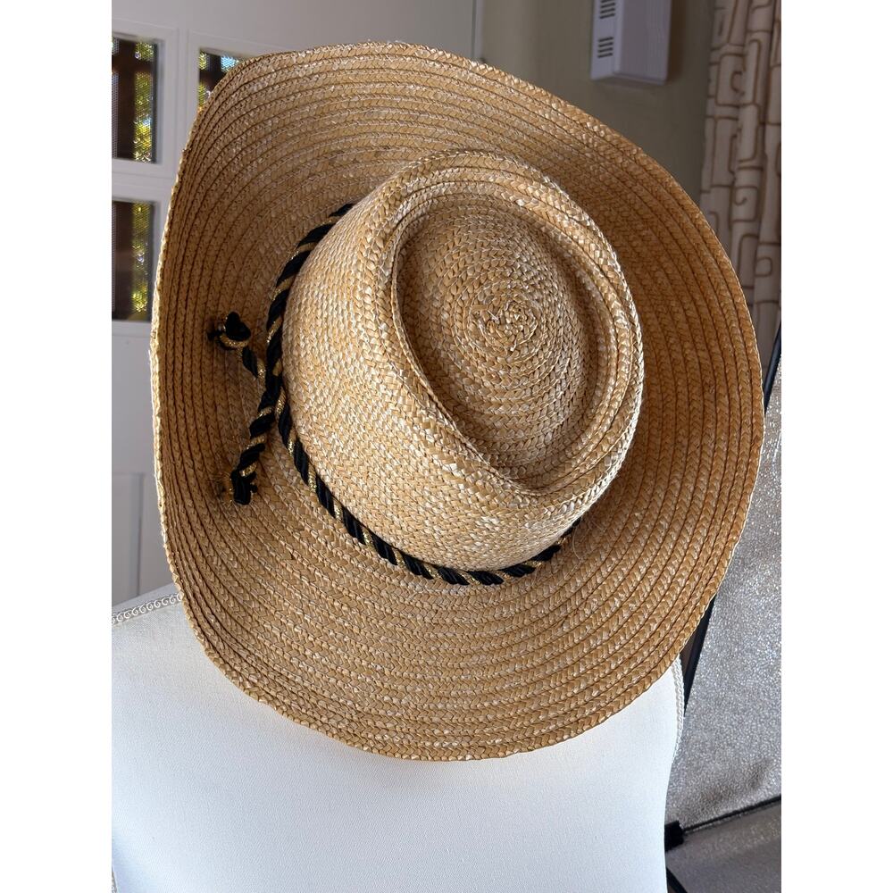 🌾 Vintage-Inspired Wide Brim Straw Hat with Braided Cord – Sun Protection